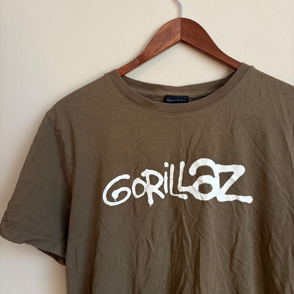 Vtg Y2K Official Gorillaz Merchandise Graffiti Logo Green Graphic Band T Shirt
